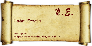 Maár Ervin névjegykártya